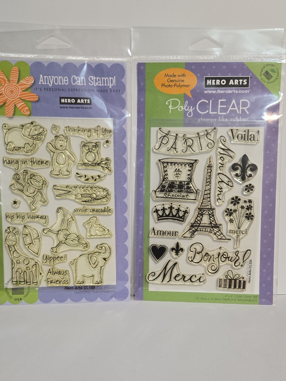 Hero Arts Acrylic Set of 2 Stamps Crafting Lot